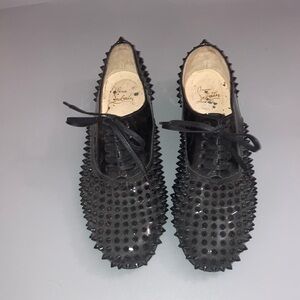 Christian Louboutin Black Spiked Loafers